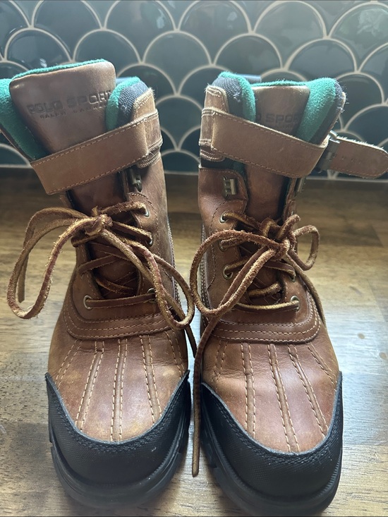 Polo Ralph Lauren Shoes - Polo by Ralph Lauren Brown Woman’s Lace-Up Leather Duck Boots with Teal Lining